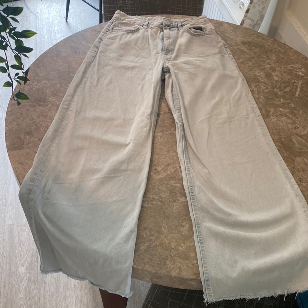 Bershka Denim wide Leg white washed Jeans